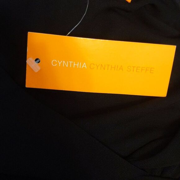 Cynthia Steffe black v-neck sleeveless midi dress with shark bite hem XS - Picture 6 of 8